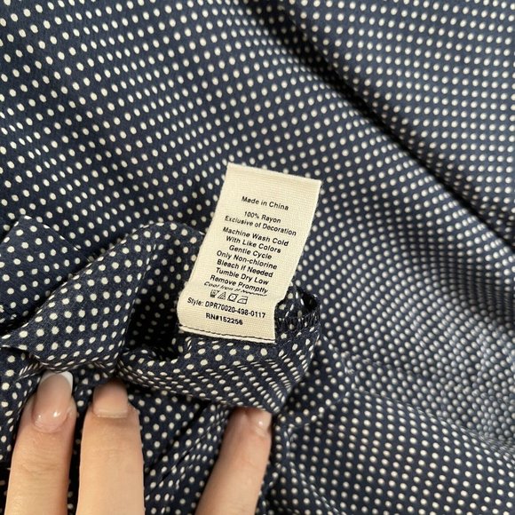 Anthropologie Avec les Filles Dress Women Medium Blue Polka Dot Ruffle Pockets - Picture 9 of 12